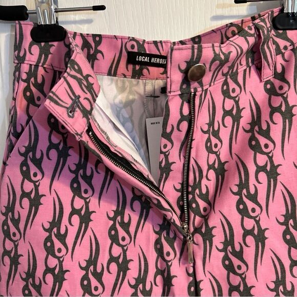 DollsKill Local Heroes Tribal Love Pink Straight Leg Pants Size Small - Picture 7 of 12
